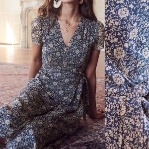 Sezane Amber Dress | Flora Navy | Sezane Wrap Dress